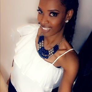 White off the shoulder ruffle top